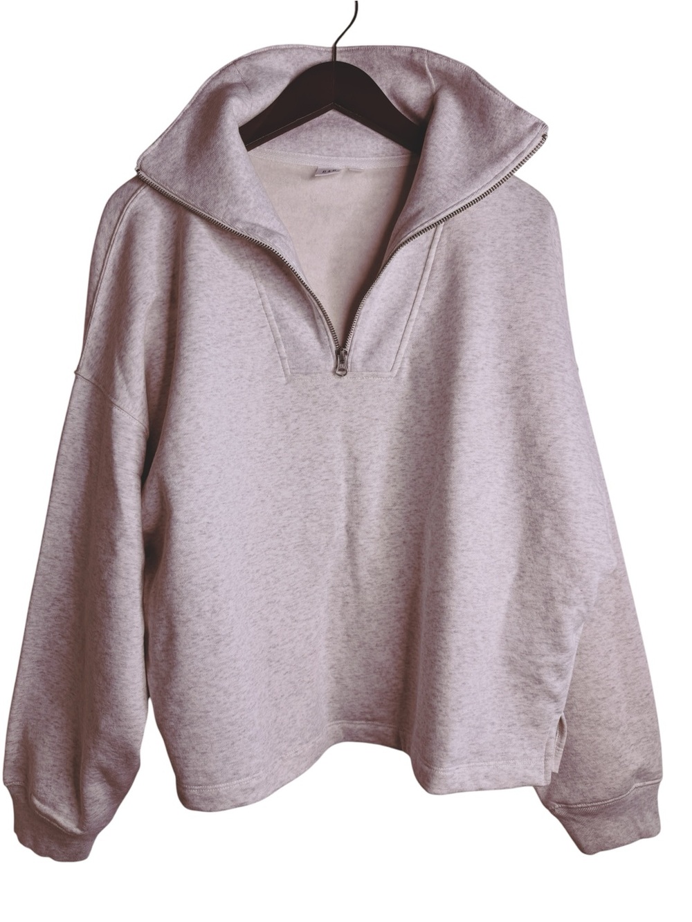 GAP NEW Relaxed Quarter Zip Sweatshirt Size Large in Pale Heather Gray